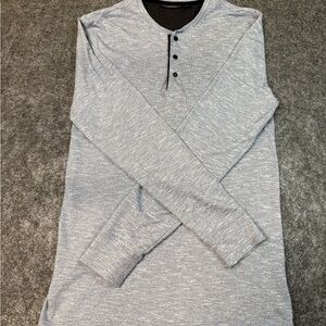 Marc Anthony Soft Blue Heather Long Sleeve 1/4 Button Slim Fit Small Pullover.